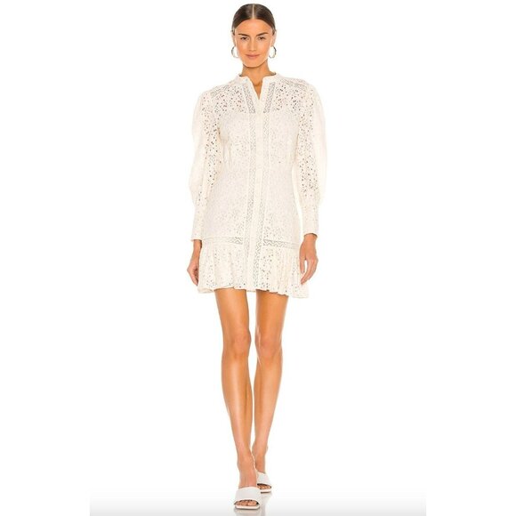 Veronica Beard Hilda Lace Mini Dress Ivory Long Sleeve Boho Cottagecore 2 - Picture 1 of 16